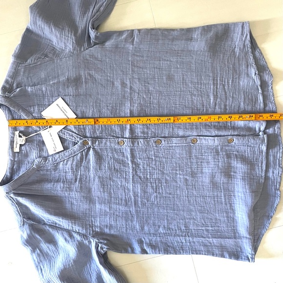 NWT BeachLunchLounge Cotton Gauze Button-Up Short Sleeve Shirt Top, Women’s M - Picture 10 of 12